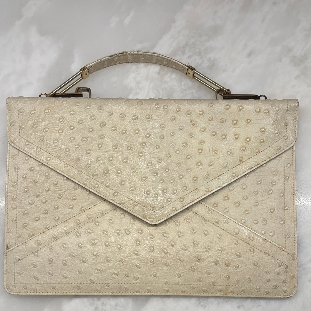 Cream Colored Vintage Clutch | Ostrich